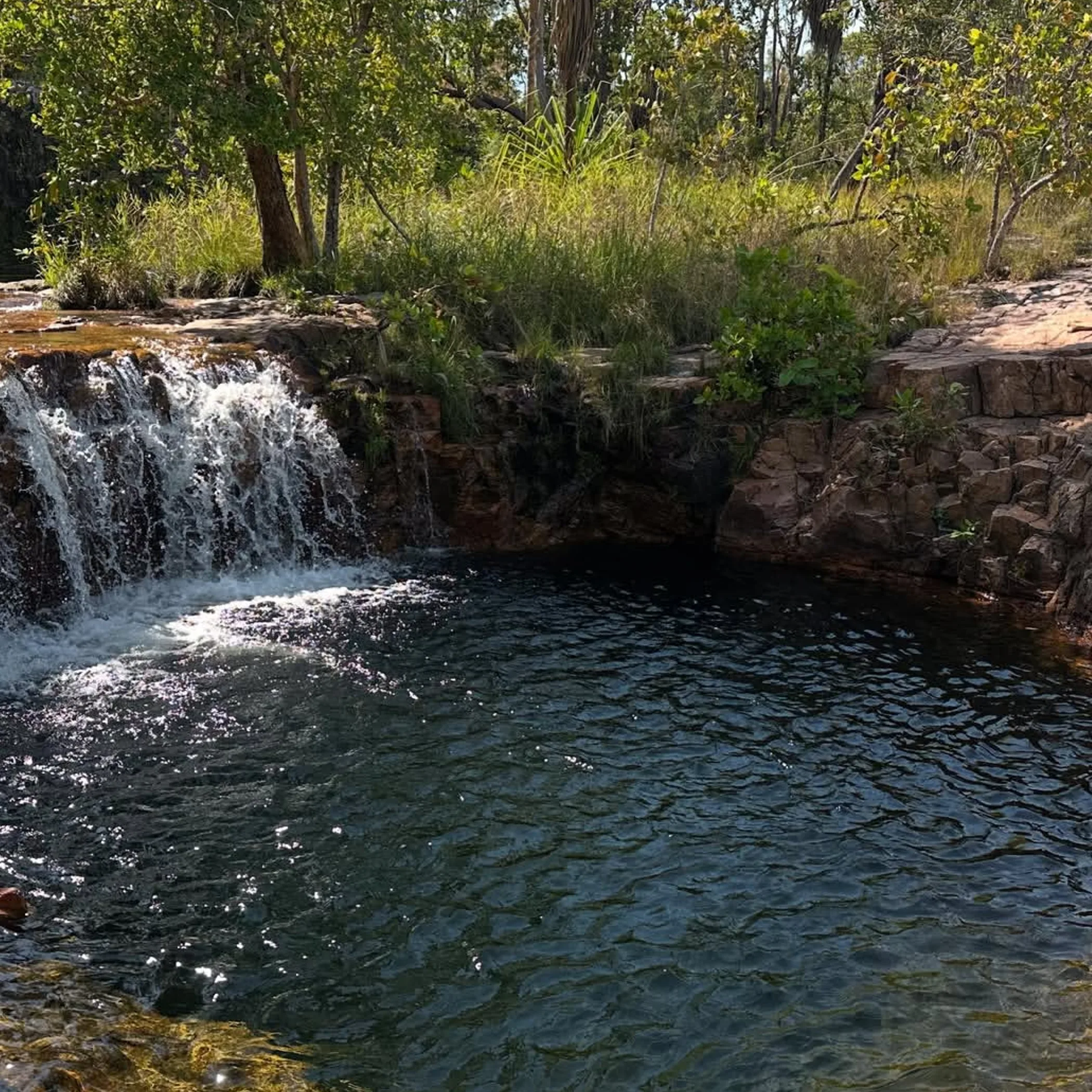 wangi falls cascading water surrounded by trees