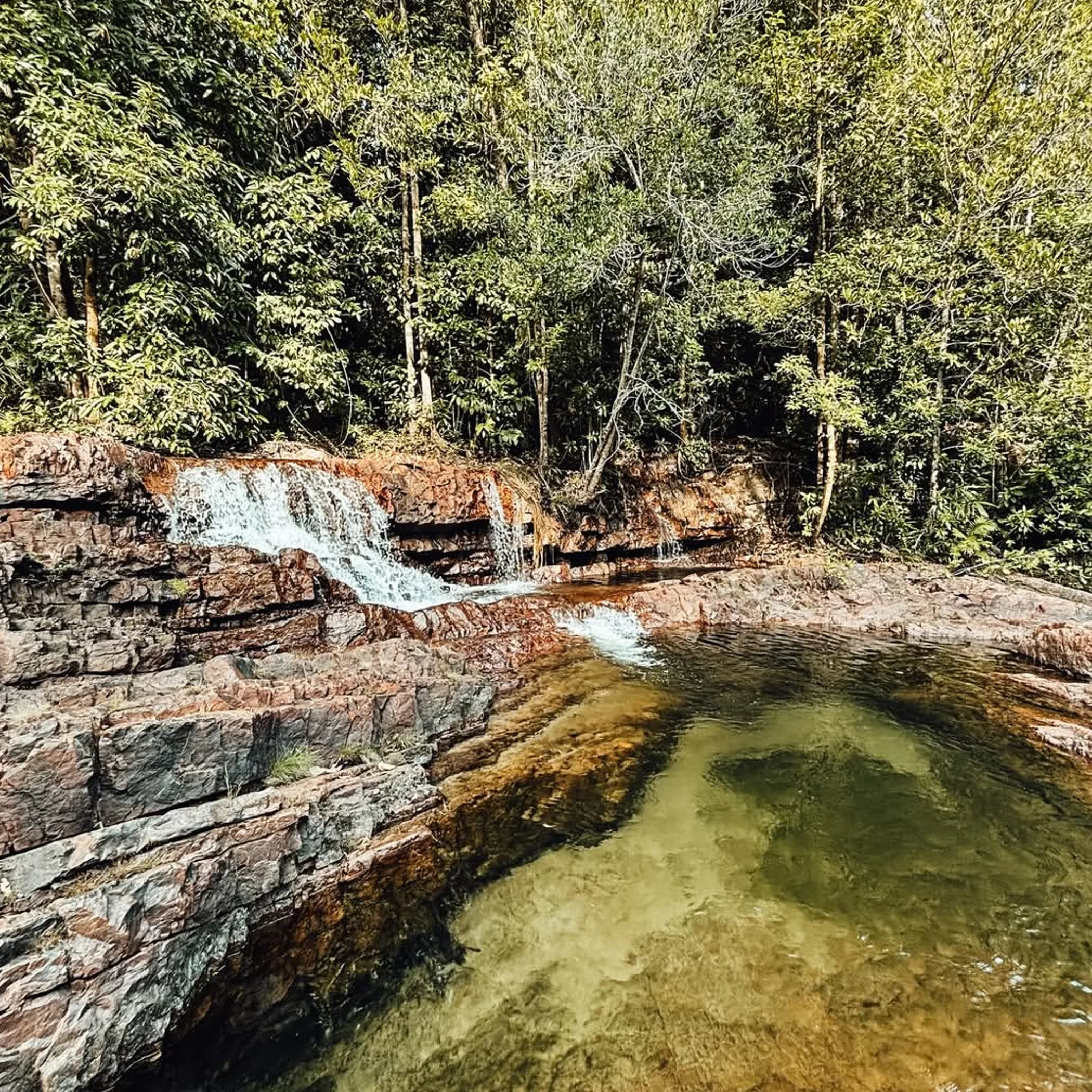 natural waterfall with pool